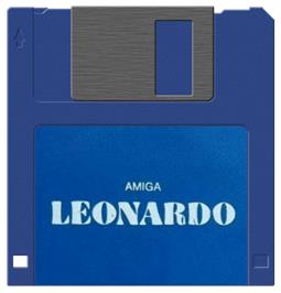 Cartridge artwork for Leonardo on the Commodore Amiga.